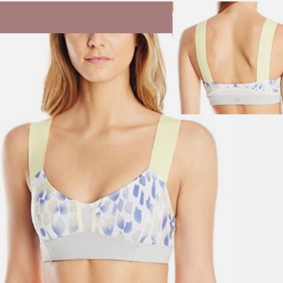 Vintage Alo Yoga Reversible Sports Bra in Sunny Lime Blue Yellow Size: medium - Picture 1 of 6